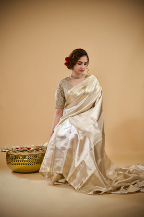 Silver tissue Kanjivaram Saree