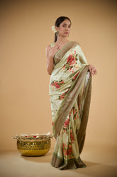 Blossom Pista Tusser Silk Saree