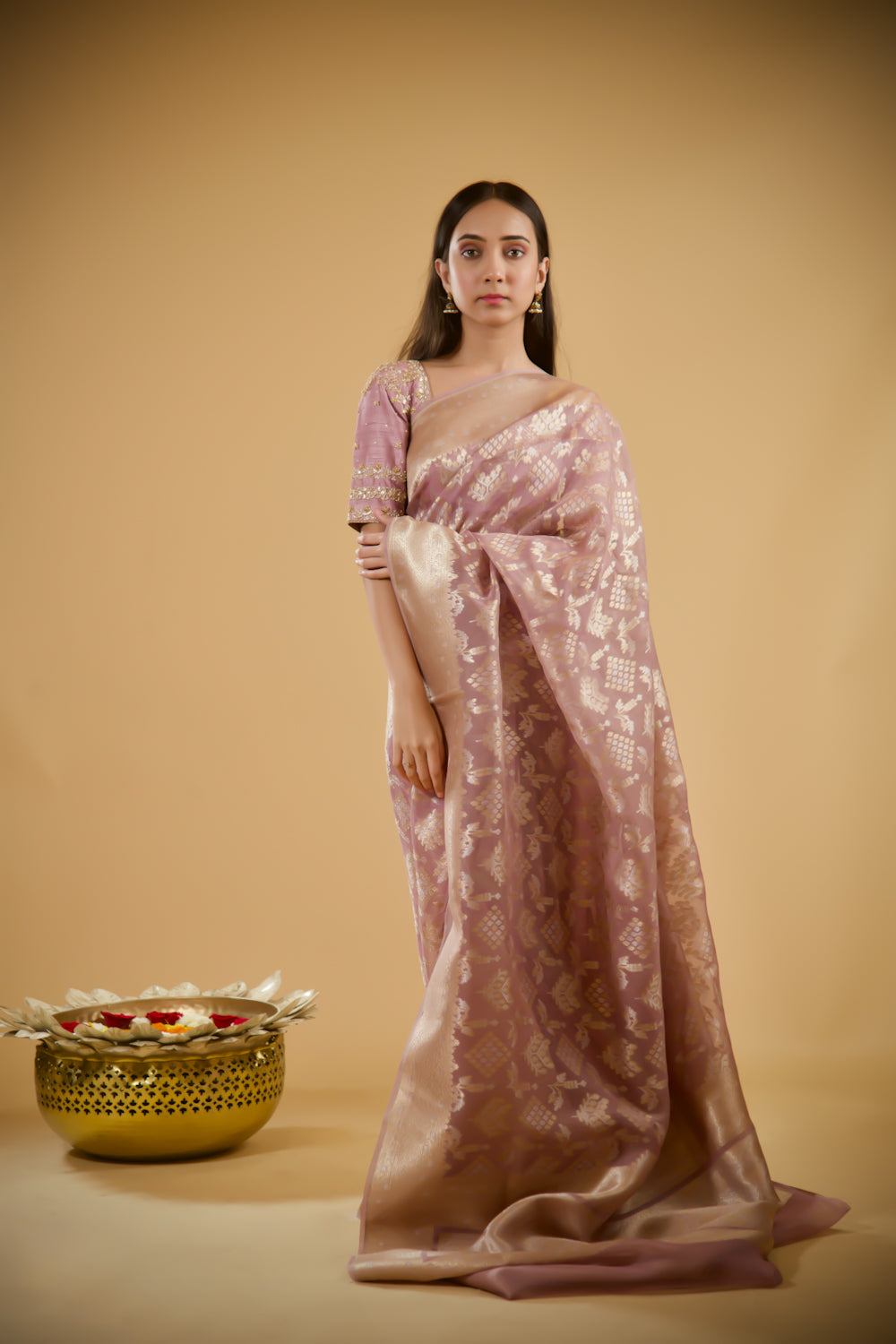 Pink Petal Zari Silk Saree