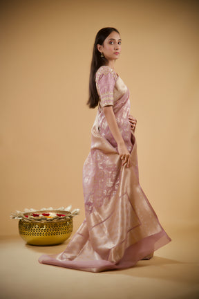 Pink Petal Zari Silk Saree