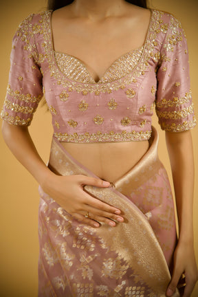 Pink Petal Zari Silk Saree
