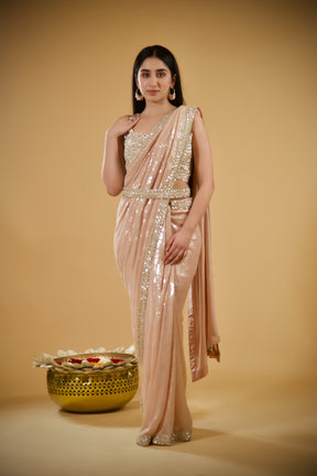 Aura Peach Georgette Saree