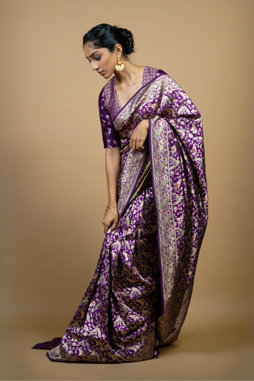 Royal Purple Shikargah Banarasi Saree